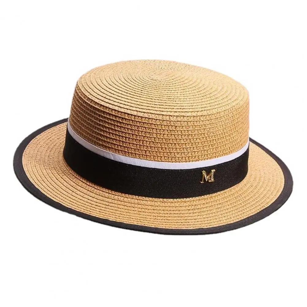 Stylish Beach Hat Large Brim Fine Workmanship with Black Ribbon Men Women Casual Beach Trilby