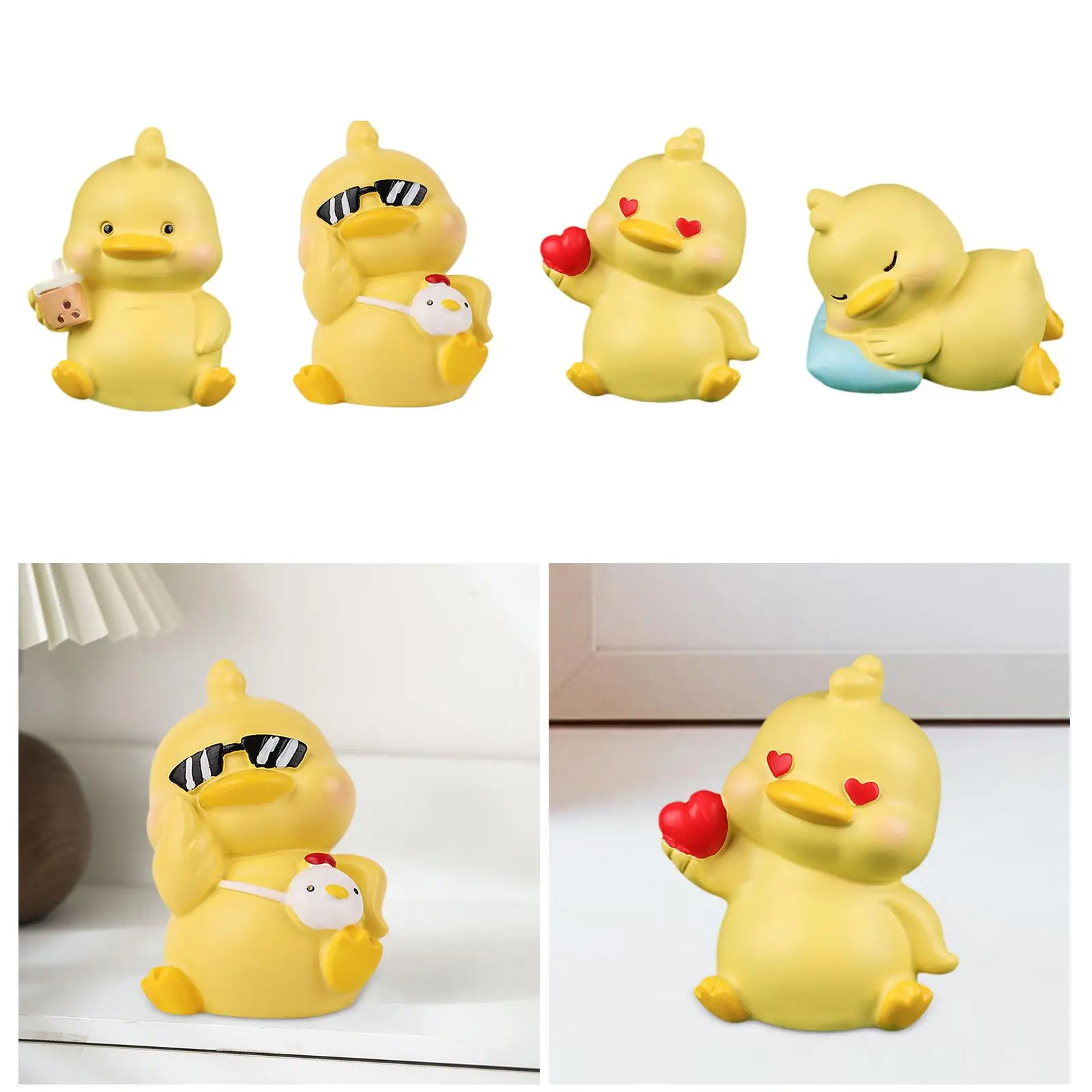 Miniature Statue Figurine Bookshelf Desk Small Duck Car Dashboard Decoration