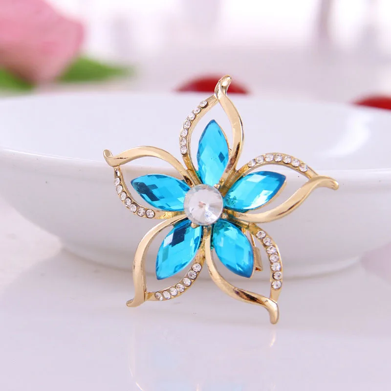 كريستال خمس أوراق زهرة بروش رومانسية الأزياء والمجوهرات والاكسسوارات سحر فتاة عاشق هدية الصيف عيد ميلاد جودة دروبشيبينغ #1