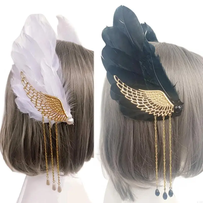 K1ME Gothic-Hair Clip Party Props Wing Hair Clip Girl Anime Costume Headwear