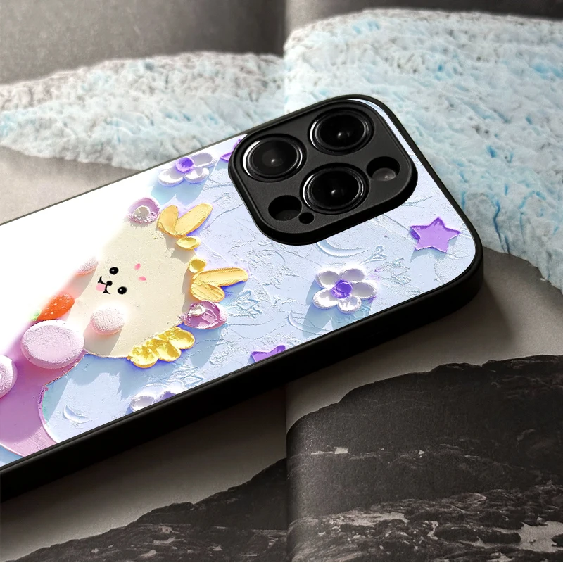 Adorable Animal with Floral Background with iPhone 16, 15, 14, 13, 12, 28 Pro Max, Pro, Design Shock-Resistant, Full-Coverage T