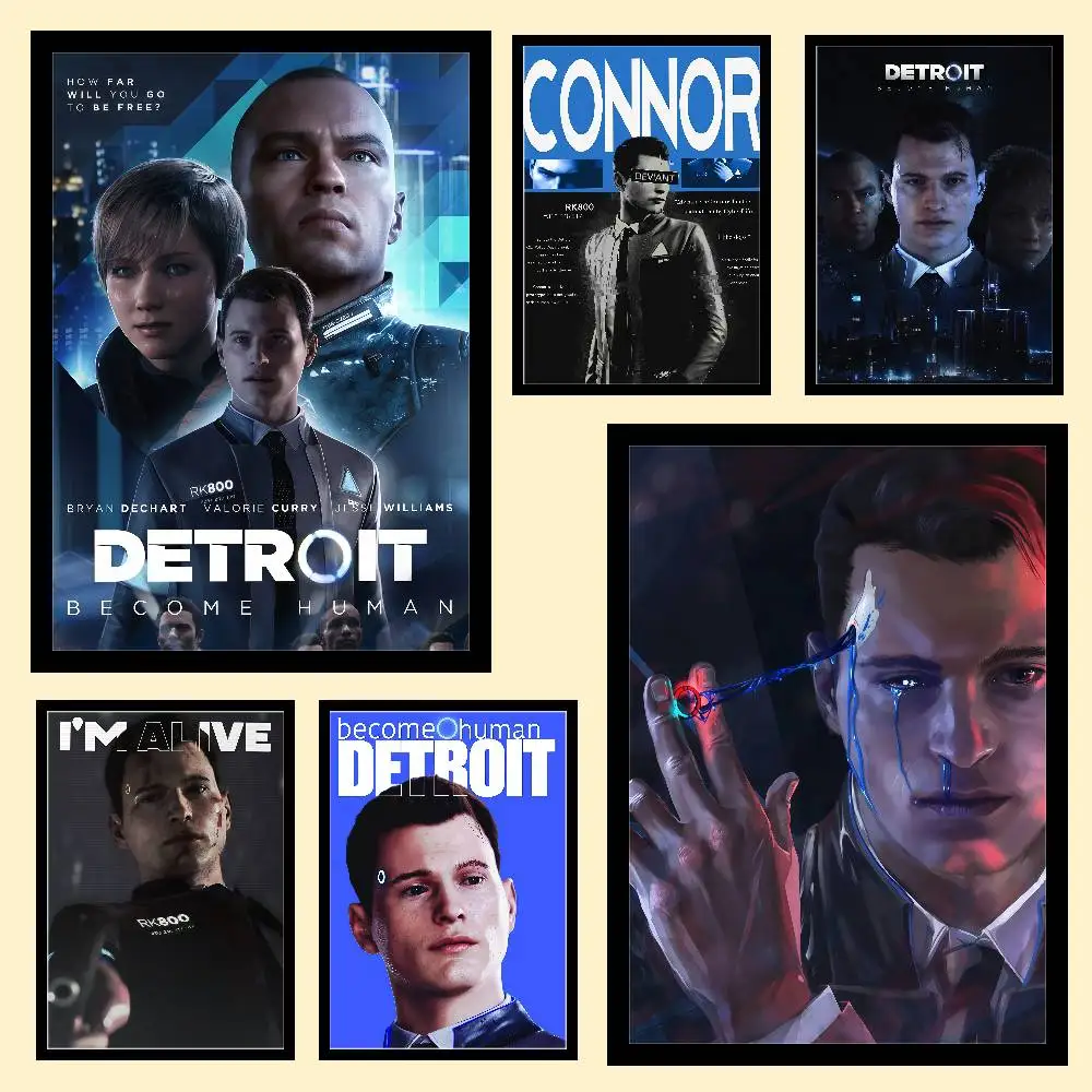 Popular Game D-Detroit Become Human Posters Wall Art Retro Painting Home Room Cafe Club Dorm Wall Decor