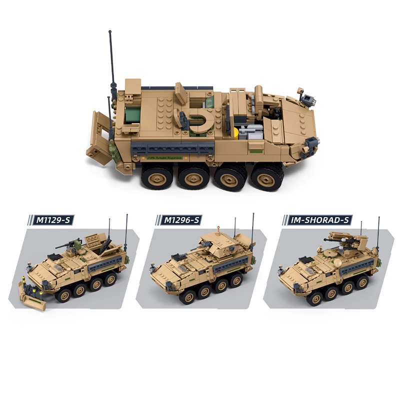 Sluban M38-B1611 Stryker M1126 ICV‑J ICV=Infantry Carrier Vehicle Modern Anti Tank Military Model Building Block Toy Collection