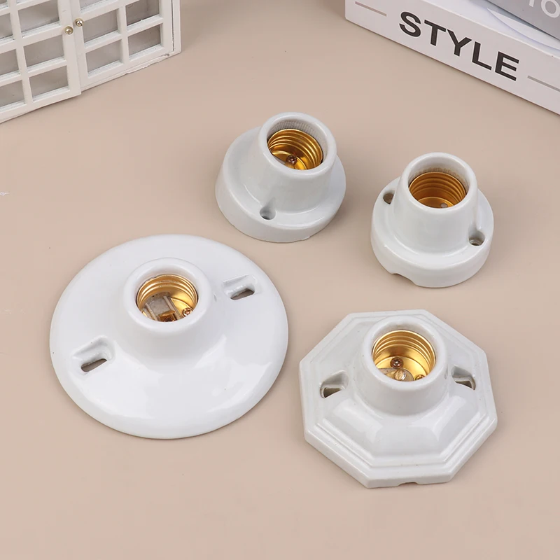 4 Styles High Temperature Resistant All Ceramic Lamp Holder Screw E27 All Copper Core High Quality Ceramic Light Base Holder