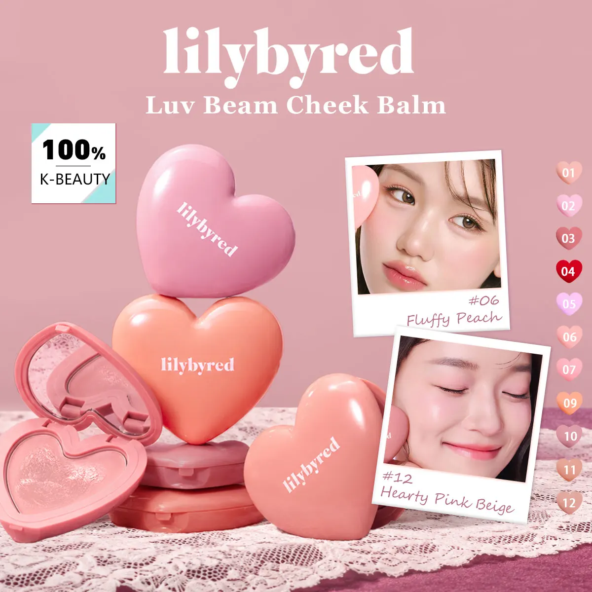 Lilybyred Luv Beam Cheek Balm,Silky Balm Feel,Soft Blendable,Non-Cakey Formula,Glossy Glow,Korean Cosmetic,Korean Makeup
