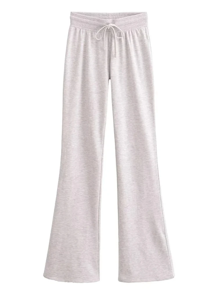 

OUROPEAN ZTATION 2025 Spring Lady Fashion Long Pants High Waist Sophisticated Autumn Female Sports Pants Ruffles Pockets Bottoms