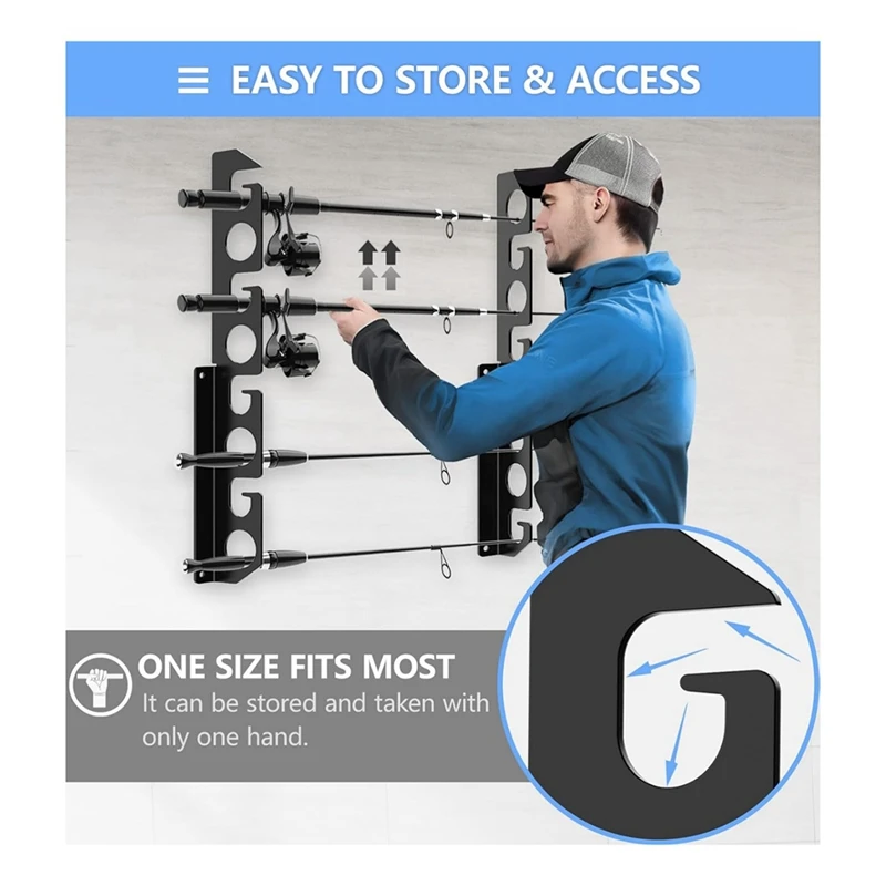 

Fishing rod display stand Wall Mounted Fishing Rod Holder Fishing Poles Horizontal Support Rack Wall Ceiling Storage Rack