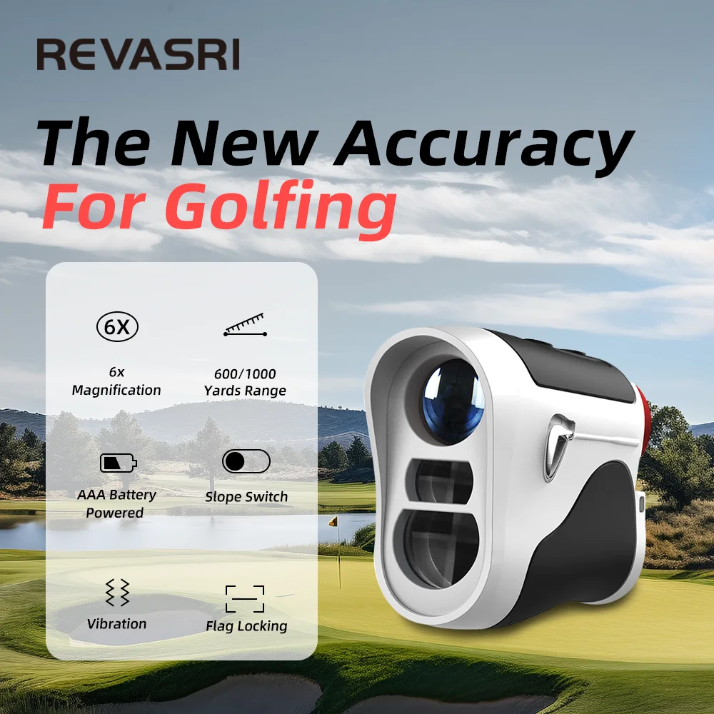 Revasri Golf Rangefinder com Slope Switch, Legal Flagpole Lock, Vibração De Pulso, Foco Rápido, Novo, 1000 jardas