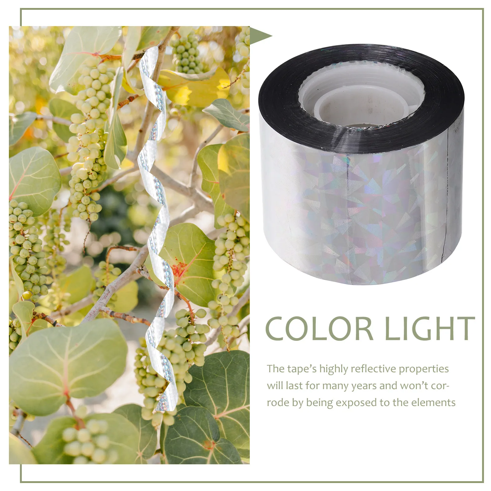 Reflective Bird Deterrent Tape 2PCS Iridescent Ribbon for Balcony Orchard Garden Farm Yard Pest Control