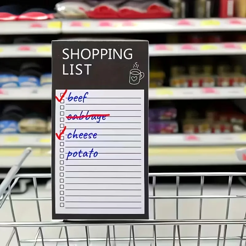 قطعة واحدة من وسادة التخطيط على قائمة البقالة المغناطيسية مع صناديق الشيكات - مثالية لسهولة تخطيط التسوق، المفكرة الحديثة، المفكرة المغناطيسية #2