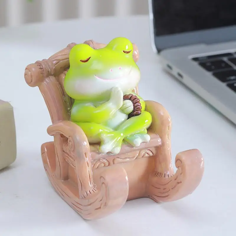 Frog Cell Phone Stand Rocking Chair Cellphone Cradle Frog Tablet Stand Resin Cell Phone Holder For Smartphones Tablets