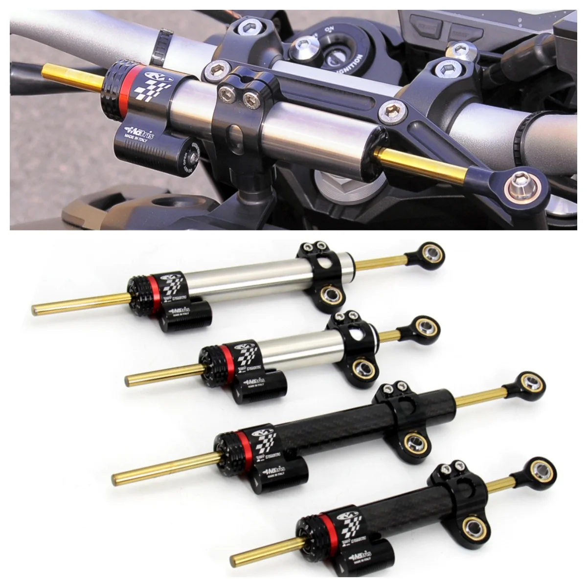 

For Yamaha MT10 MT-07 MT09 ZX6R YZF R6 CBR650R CB1000RMotorcycle 345mm 255mm Damper Adjustable Universal Steering Stabilizer