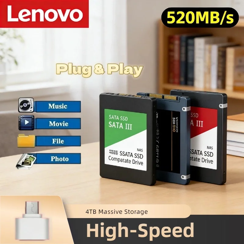 

Lenovo 4TB External SSD USB 3.0 Portable Solid State Drive 540MB/s Shockproof Metal Casing External Hard Drive For PC Laptop