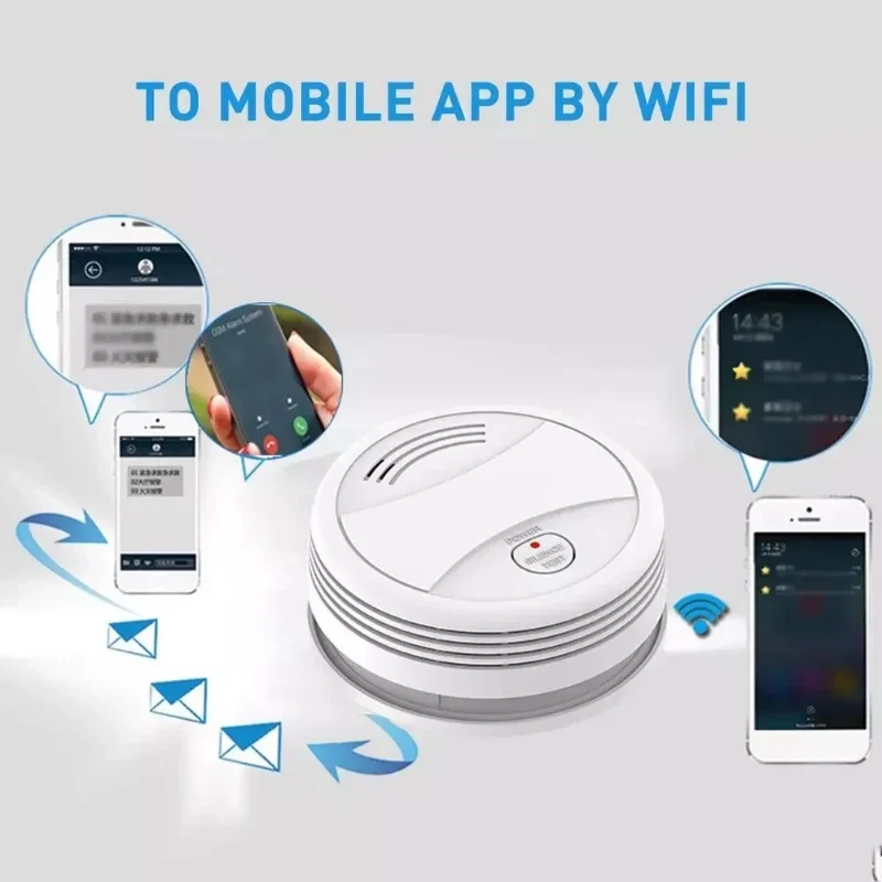 Tuya-Smoke Alarm Detector, Smart App, Push, WiFi, Combate a Incêndio, Proteção de Segurança