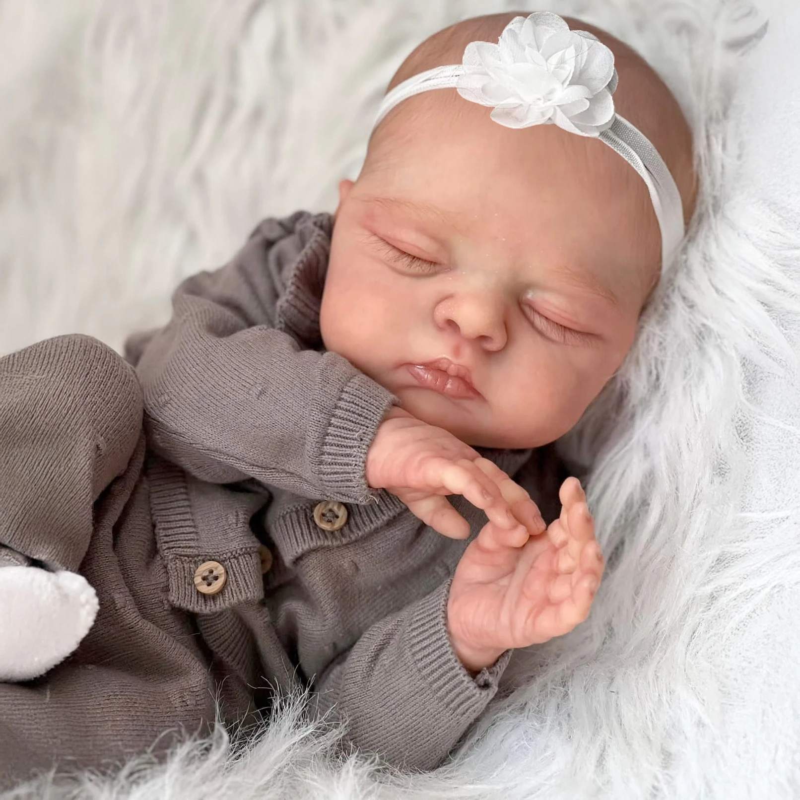 NPK 18 pollici Irys Neonato Realistico Baby Doll Reborn con Corpo in Tessuto Morbido Vene Dipinte a Mano Regalo di Festa Ideale per Collezionisti