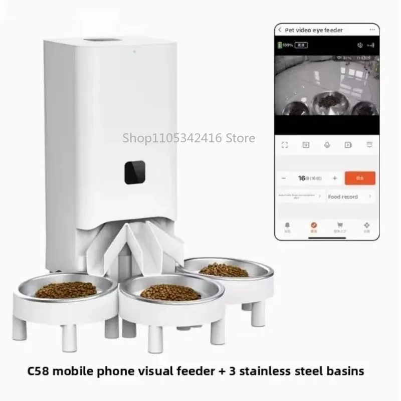 Three-Bowl Automatic Pet Feeder with Smart Link Control for Daily Feeding and Pet Care Home Use