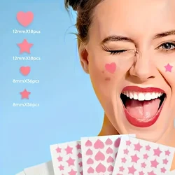 112/224pcs Pink Heart and Star Cover Up Face Stickers, Cover Blemish Skin Spot Stickers, Party Face Stickers