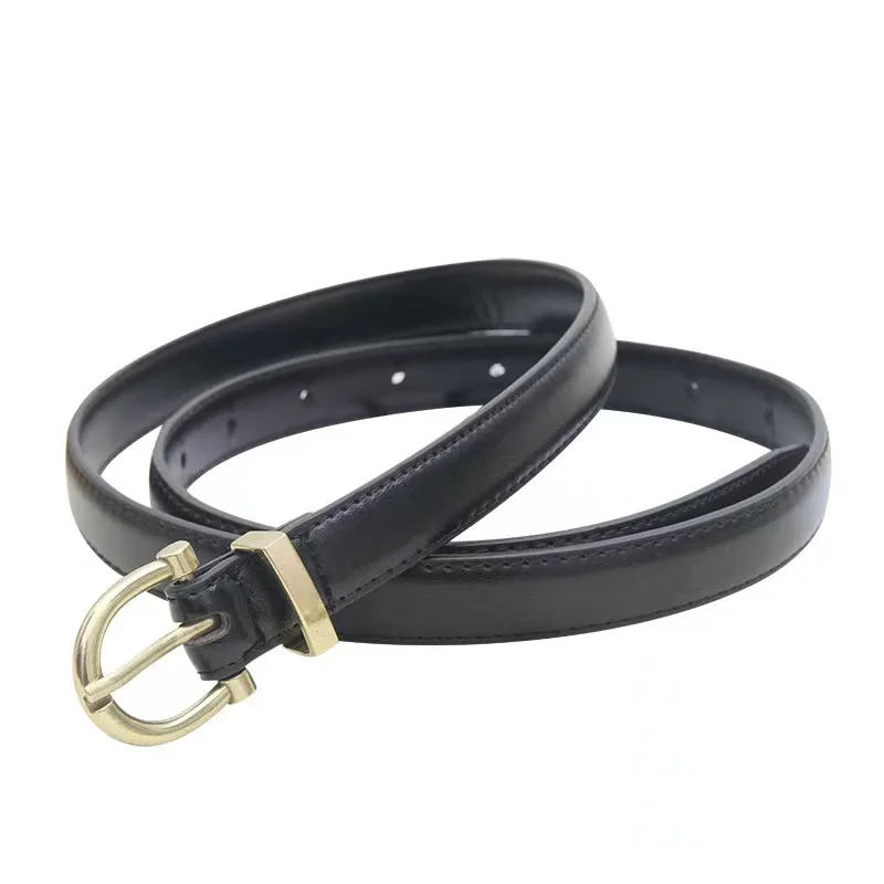 Korean Jean Belts for Women Luxury Design Waistband Simple Retro Oval Black Gold Buckle Belt Women PU Leather Belts Female Trend