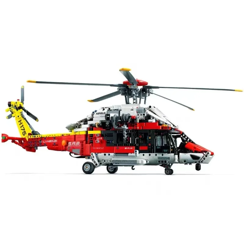 Helicóptero de rescate técnico Airbus H175, modelo educativo de construcción para niños con rotores giratorios, características motorizadas, 42145