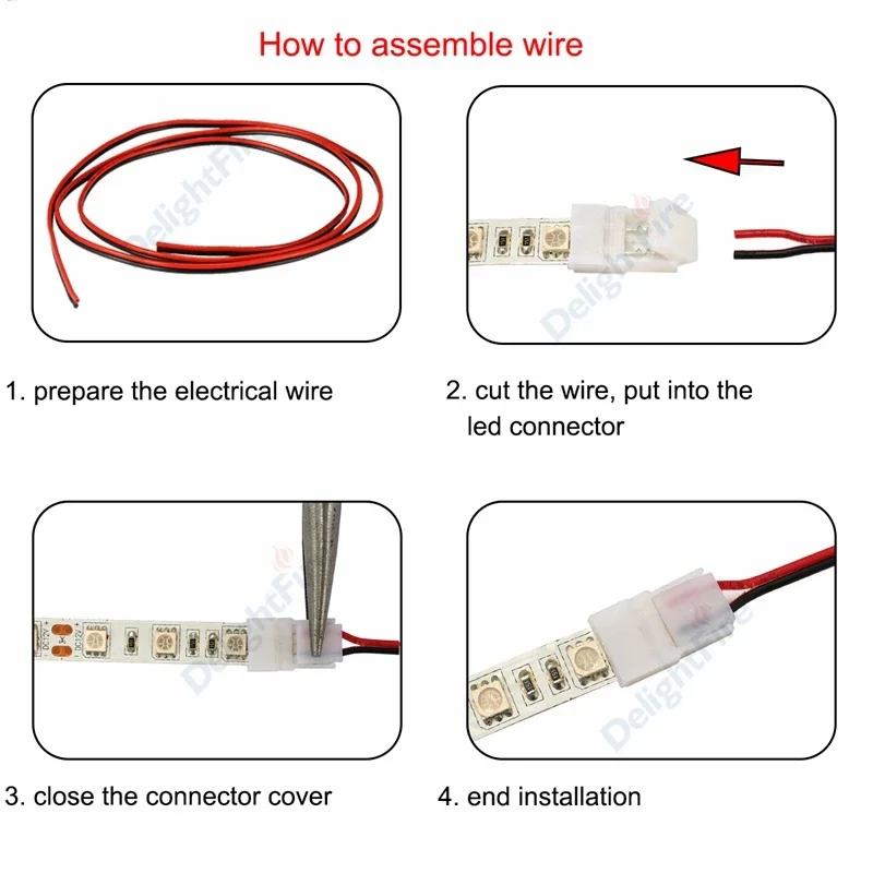 2 3 4 Pin 8mm 10mm Strip To Wire Connector Terminal L Shape Right Angled Connector for 2835 3528 5050 5730 SMD RGB LED Strip