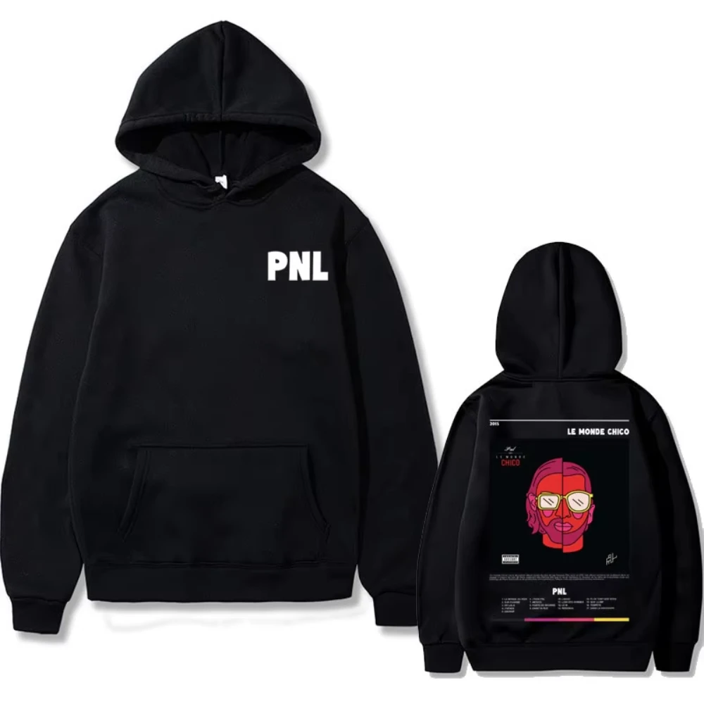 Sudadera con Capucha con Estampado del Álbum Le Monde Chico del Rapero Francés PNL, Sudadera Holgada Informal de Hip Hop para Hombre y Mujer, Sudadera con Capucha Vintage Gótica para Hombre