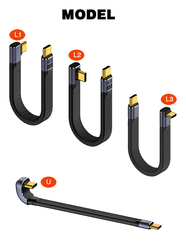 USB4 Elbow Short Cable 13.5cm Thunderbolt4 Type C Cable 40Gbps PD240W Charging Cable for SSD Laptop Macbook Phone IPhone15 iPad