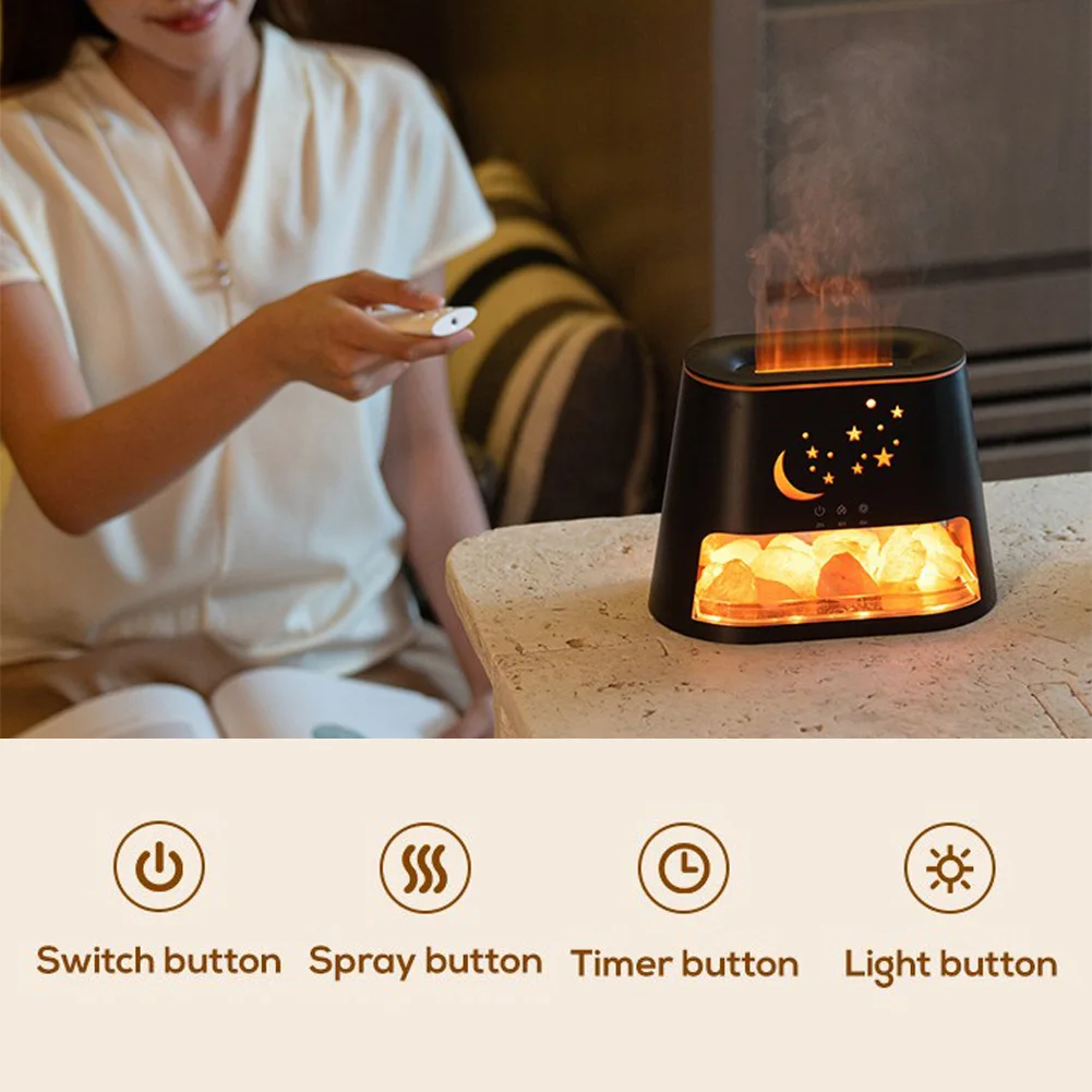 مرطب لهب المصباح الحجري الملح USB لتحسين هواء غرفة النوم والنوم يتميز بجهاز التحكم عن بعد وخزان المياه القابل للإزالة #4