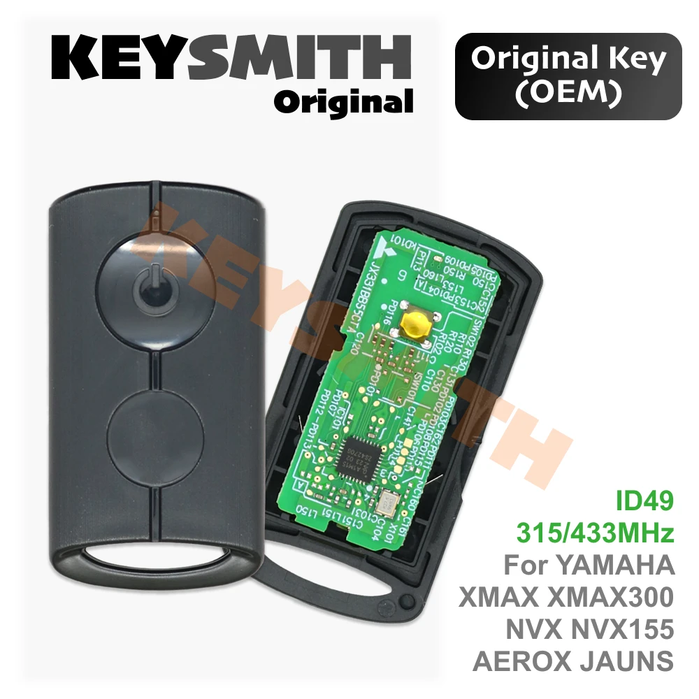Keysmith Motorcycle Remote 433.92MHz ID49 For Yamaha XMAX XMAX300 NVX NVX155 AEROX JAUNS