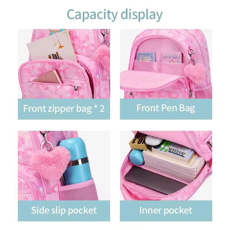 AOK Hot Sale Kid Girls School Backpack Fashion Love Cartoon Waterproof Primary School Students Bag Mochilas