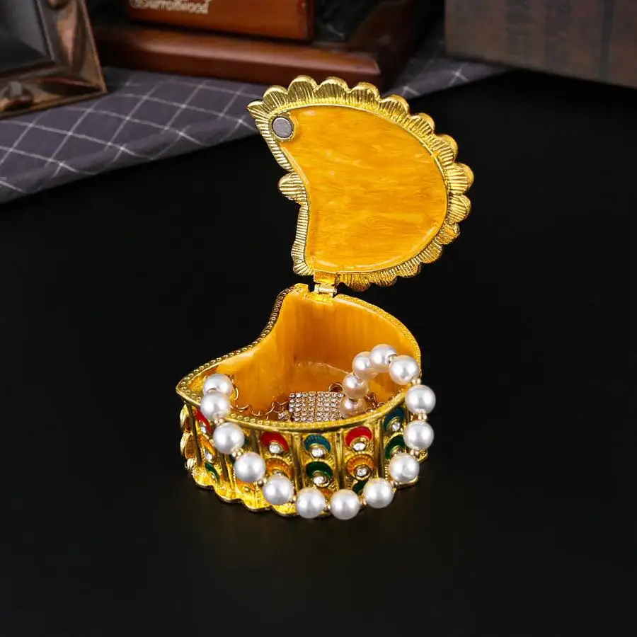 Peacock Jewelry Box Retro Peacock Spreading Tail Enamel-colored Storage Box - Flip-top Dust-proof Jewelry Box Birthday Gift