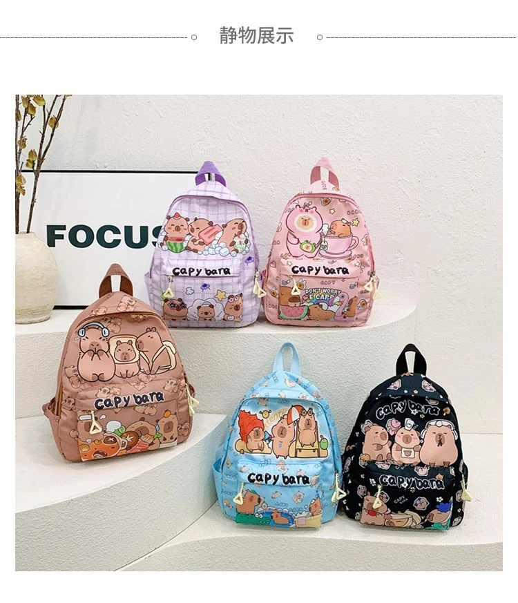 2026 Niedlicher Cartoon-Capybara-Schulrucksack für Mädchen Leichter Nylon-Büchertasche Hochwertige Kinderrucksack Mochila Capibara – Detail 16