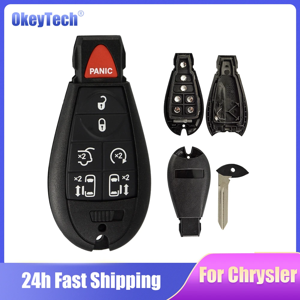 

OkeyTech 7 Buttons Remote Smart Car Key Shell for Chrysler Town & Country Fit Jeep Grand Cherokee Dodge Magnum Durango