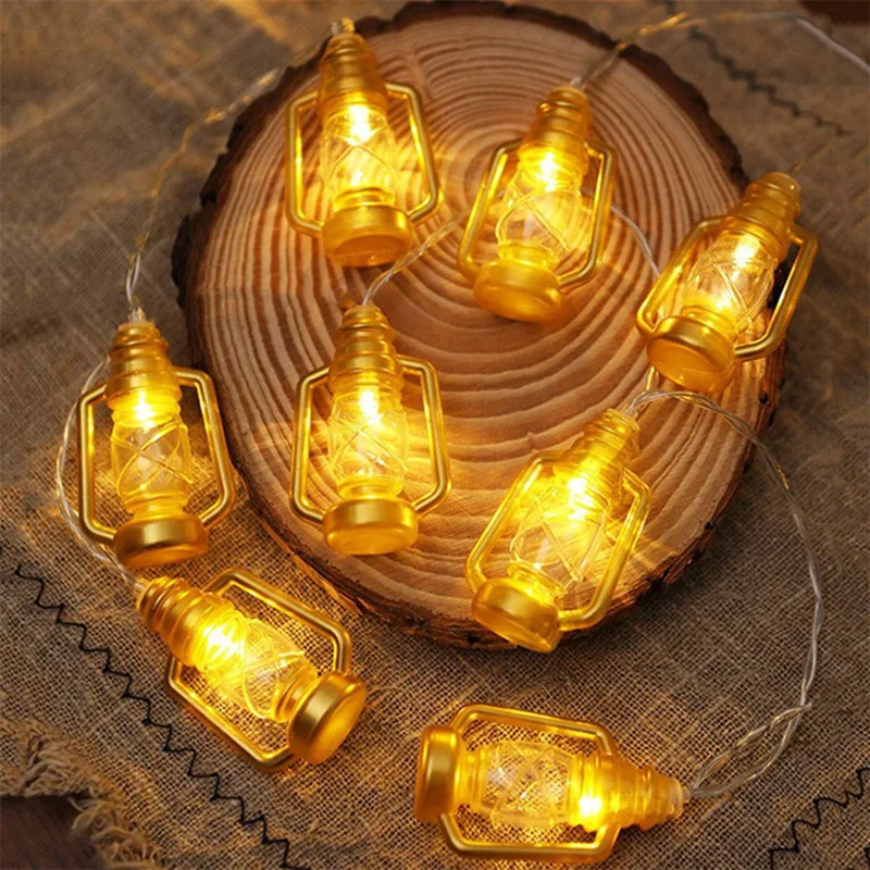 1Pack Battery Powered Lantern String Lights LED Kerosene Bottle RAMADAM String Light For Garden Wedding Holiday Party Decoration