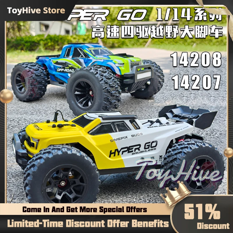 Hyper Go MJX 14207 14208 1/14 4WD 2.4G RC سيارة 55KM/H فرش الانجراف سيارة سباق السيارات التحكم عن بعد سيارة على الطرق الوعرة شاحنة اللعب