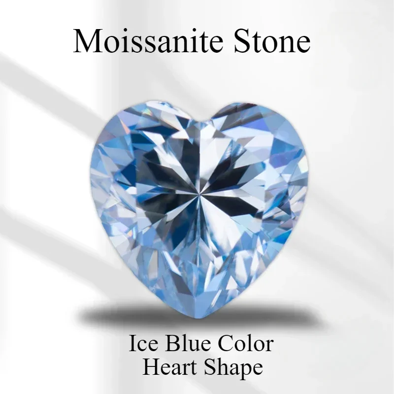 

NEW NEW Moissanite Stone Heart Shape Ice Blue Color VVS1 With Certificate Pass Diamond Tester Charms Top Jewelry Making Material