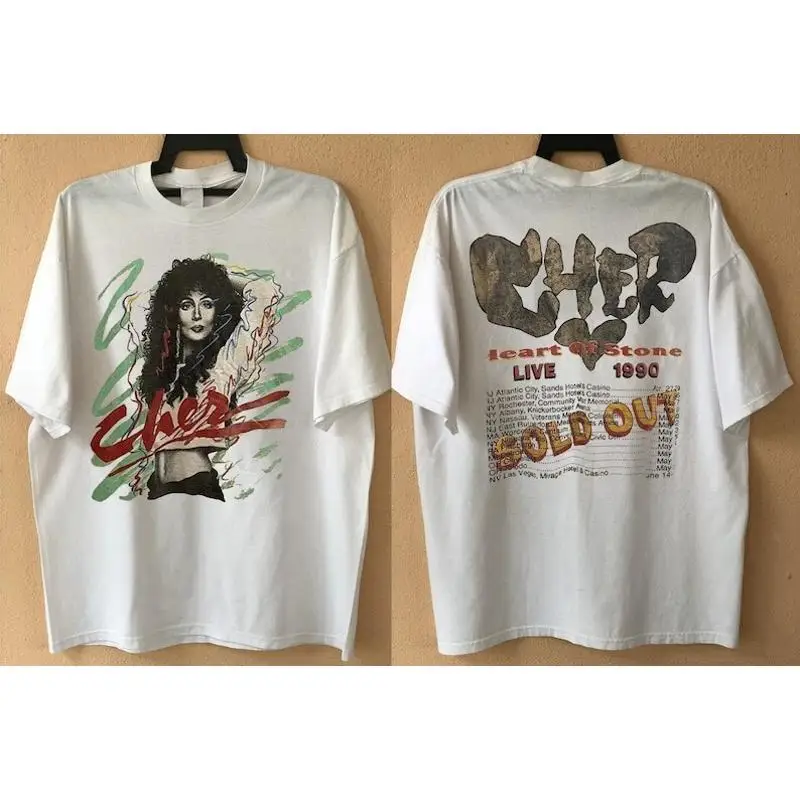 Продано концертная футболка Cher Heart of Stone Live 1990-х годов, футболка Cher Tour 1990-х годов,