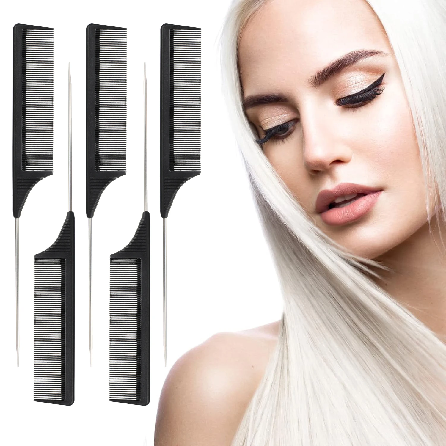 5-teiliger Styling-Haarkamm, antistatischer Pferdeschwanzkamm, Make-up-Kamm, Haarschneidemaschine, Zubehör, Haarkamm, speziell für Echthaar-Perücken