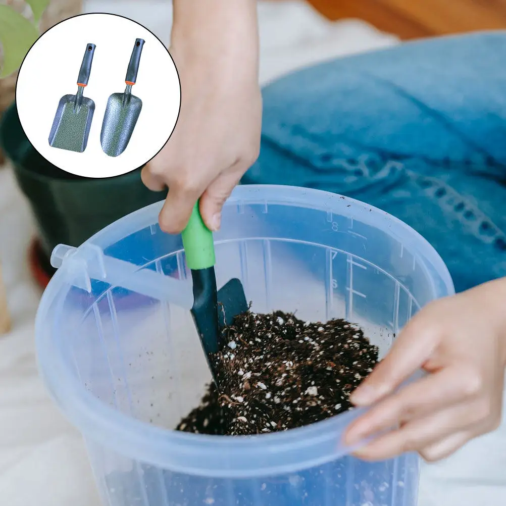 2Pcs Iron Gardening Soil Loosening Shovels Thickened Multifunctional Handheld Garden Tools Comfortable Grip Transplanting
