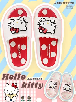Sanrio-lindo Hello Kitty para interiores y exteriores, chica con personalidad, moda de verano, Playa ligera, eva, antideslizante, suela gruesa, una línea s