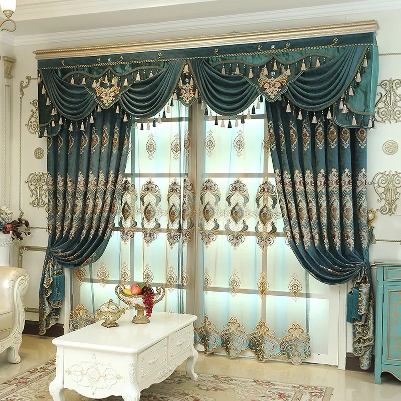 Nordic Luxury Curtain for Living Room Bedroom Dining Room Embroidered Curtain Head Blackout Curtain Thickened Custom Curtains