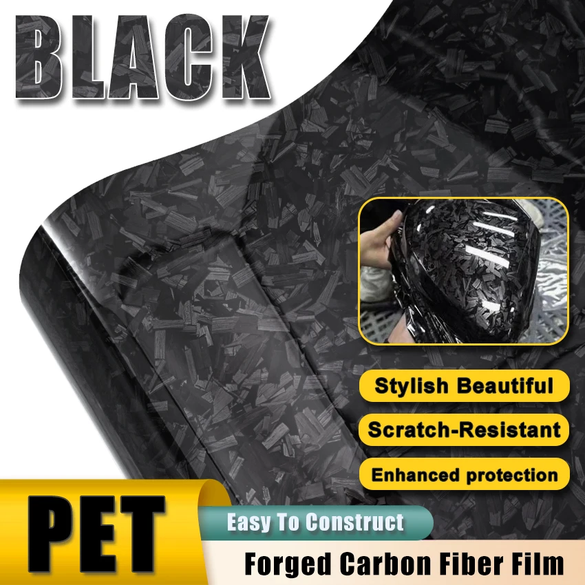 

Ultra Glossy Black PET Forged Carbon Fiber motorcycle Vinyl Car Wrapping Foil Film For BMW F40 Adhesive Decal Color Change Film