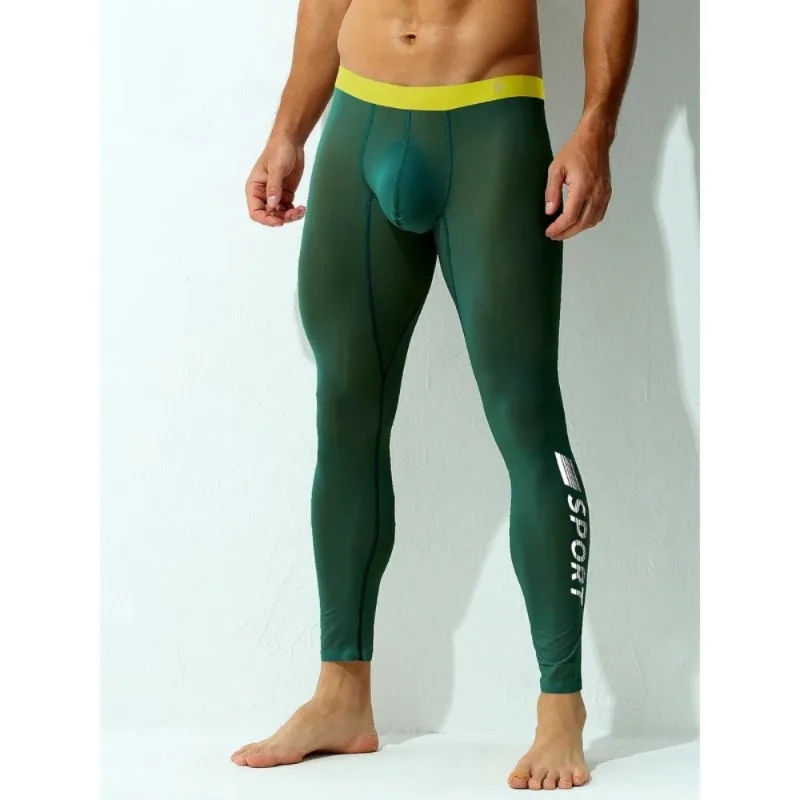 

Ultra Thin Ice Silk Sports Pants Men's Underwear Tight Pouch Panties Plus Size Slim Leggings Thermal Warm Pants Autumn Bottoms