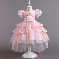 Children's dress princess dress in children flower girl colored mesh trailing performance costume cosplay Christmas dress