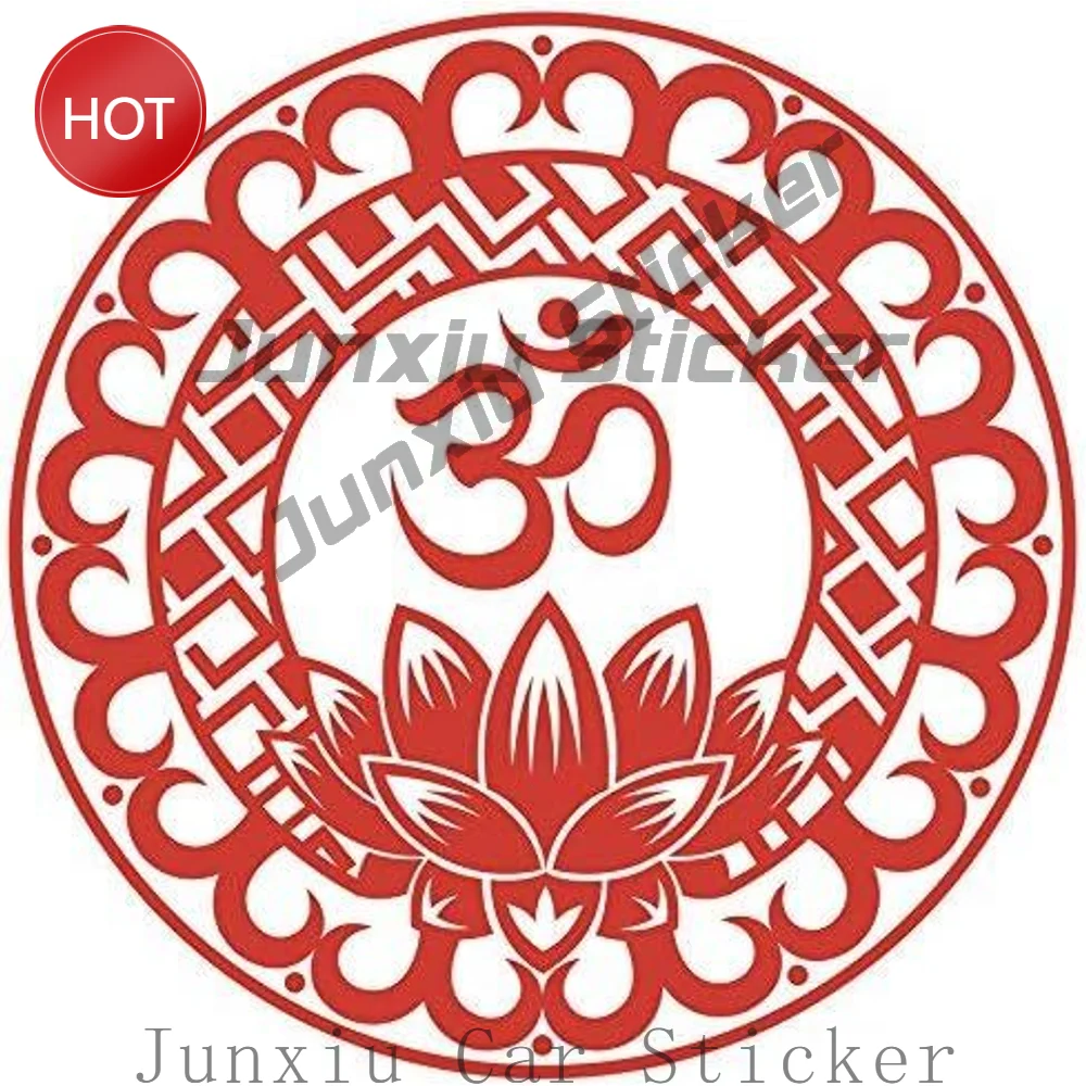 Red Orange Lotus Om Yoga Symbol PVC Vinyl Sticker For Vehicle Window And Luggage Decorative Graphic Design Decal
