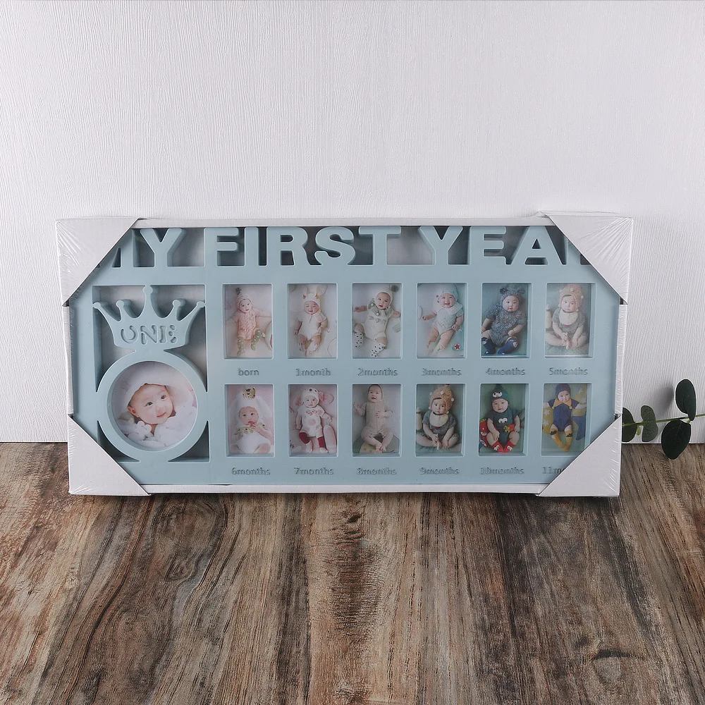 Ylsteed My First Year Baby Keepsake Picture Frame 0-12 Month Monthly Growth Photo Frame Souvenirs Newborn Photography Props