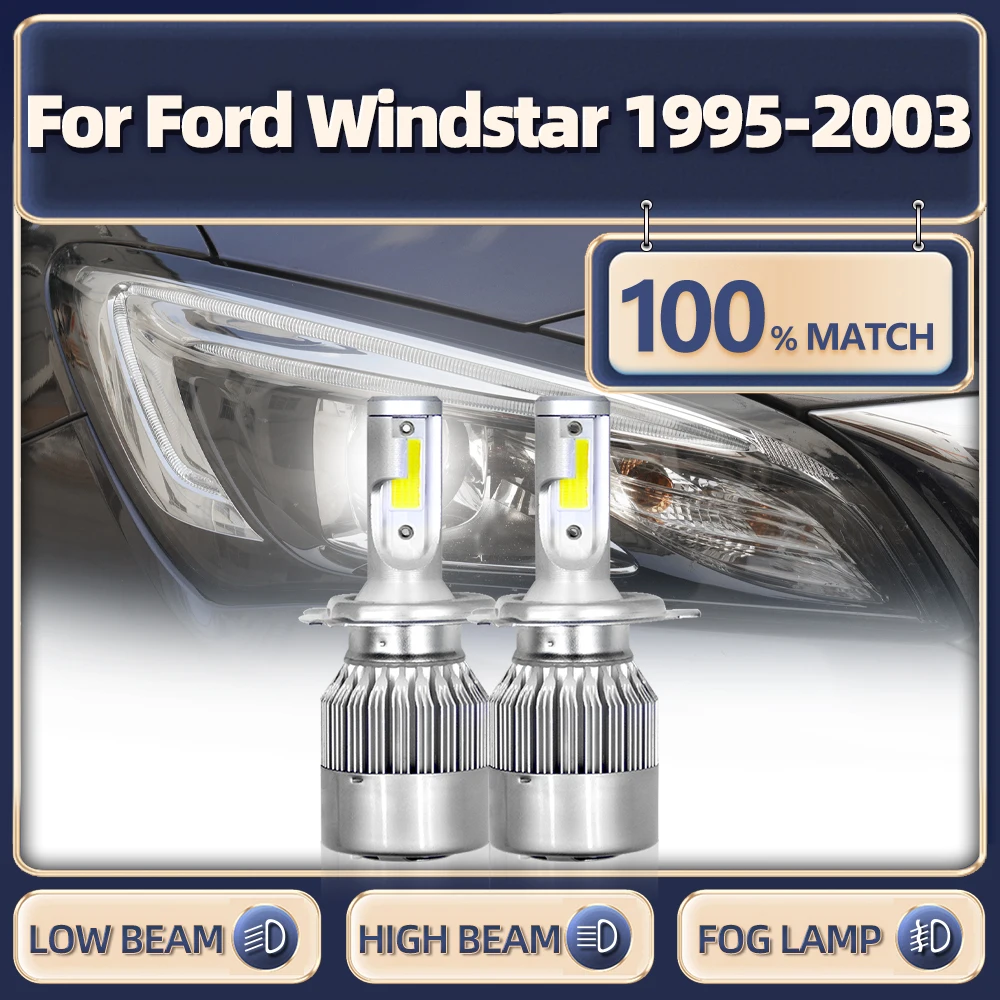 20000LM Led Headlights Bulbs 12V 6000K White Turbo Car Lights For Ford Windstar 1995 1996 1997 1998 1999 2000 2001 2002 2003