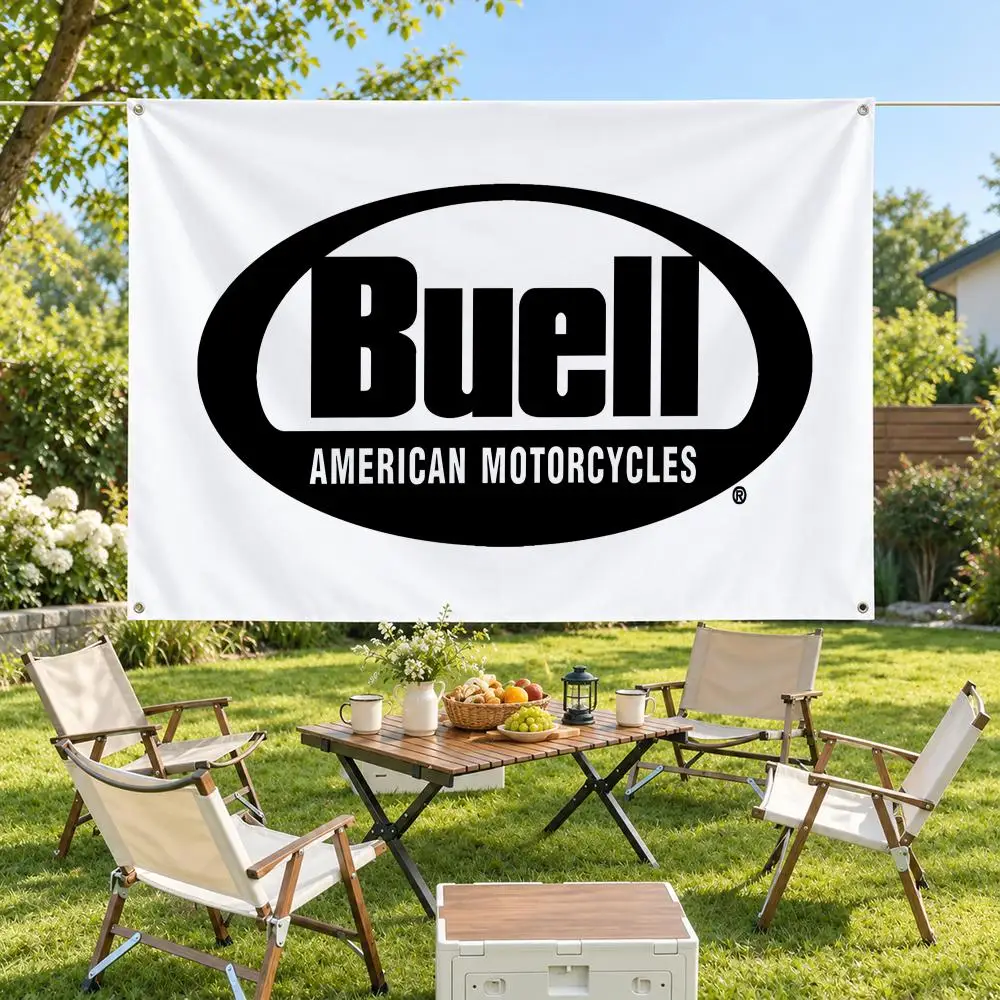 Brand Buell Motorcycles Flags Modern Fabric Banner Pennants Bedroom Garden Party Birthday Wall Ornament Decor