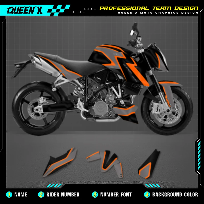 

Queen X MOTOR Motorcycle Graphics For KTM Duke 990 2005-2016 990R 2007-2013 Background Decals Stickers Kit-02