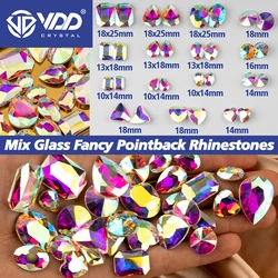 VDD 30/60Pcs Mix Shape Glass Fancy Pointback Rhinestone Crystal Glitter Shiny Stones Nail Art Accessories DIY Crafts Decoration