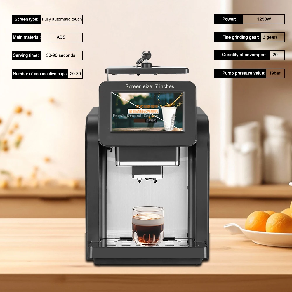 Kaffeemaschine Full Touch Bunter visueller Bildschirm Elektrische vollautomatische kommerzielle Espressomaschine für Cafetera